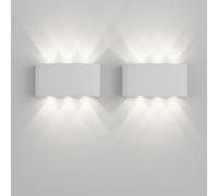 BAKAJI Set 2 Applique a Parete con 6 Led, Lampada da Muro in Alluminio Interni ed Esterni, Design Moderno Ideale Casa, Ufficio, Giardino, Bar, Ristorante, 17 x 8 x 4 cm (Bianco, Luce Bianco Freddo)