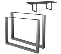 Set 2 Gambe Piedi Tavolo Pranzo Scrivania 90x72 Metallo Design Moderno Grigio
