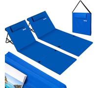 BAKAJI Set 2 Lettini da Spiaggia, Stuoia Materassino Telo Mare Pieghevole Impermeabile e Regolabile fino a 5 Posizioni, Chiusura con Borsa di Trasporto, Supporto Seduta Schienale Imbottito (Blu)