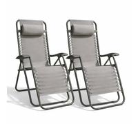 BAKAJI Set 2 Sedie Gravità Zero con Cuscino Ergonomico, Sedia da Giardino, Balcone, Terrazzo, Patio, Zero Gravity Richiudibile e Salvaspazio con Struttura Resistente e Rivestimento Textilene (Verde)