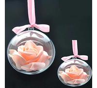 BAKAJI Set 2 Sfere Natalizie Piatte Trasparenti Apribili da Riempire Decorazione 8 cm