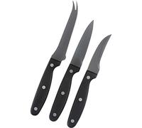 BAKAJI Set 3 Coltelli da Cucina Multiuso per Carne Bistecca Pesce Lama Coltello in Acciaio Inox Manico in Poliproprilene Nero