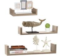 BAKAJI Set 3 Mensole da Parete Moderne Design con Bordi Laterali Mensola Scaffale 1 Ripiano in Legno MDF Varie Dimensioni (Rovere)