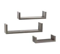 BAKAJI Set 3 Mensole da Parete Moderne Design con Bordi Laterali Mensola Scaffale 1 Ripiano in Legno MDF Varie Dimensioni (Olmo)