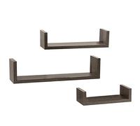 BAKAJI Set 3 Mensole da Parete Moderne Design con Bordi Laterali Mensola Scaffale 1 Ripiano in Legno MDF Varie Dimensioni (Wenghè)