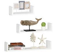 BAKAJI Set 3 Mensole da Parete Moderne Design con Bordi Laterali Mensola Scaffale 1 Ripiano in Legno MDF Varie Dimensioni (Bianco)