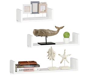 BAKAJI Set 3 Mensole da Parete Moderne Design con Bordi Laterali Mensola Scaffale 1 Ripiano in Legno MDF Varie Dimensioni (Bianco)