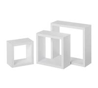 BAKAJI Set 3 Mensole Libreria da Parete Design Moderno Quadrato Mensola Scaffale Cubo in Legno MDF con 2 Ripiani Decorazione Muro 3 Dimensioni 25/20/15cm Arredamento Casa (Bianco)