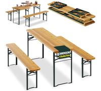 BAKAJI Set 3 Pezzi Birreria con Tavolo Pieghevole e Panche da Esterno, Struttura in Acciaio Comoda, Seduta Ergonomica e Resistente, Ideale per Giardino, Bar, Campeggio, Sagra (170 cm)