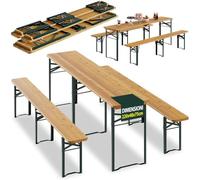 Set Birreria con 2 Panche e Tavolo Pieghevole Seduta Ergonomica Lunghezza 220cm