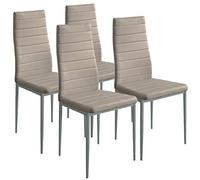 BAKAJI Set 4 Sedie Moderne sala da Pranzo Salotto Cucina Seduta Imbottita Ecopelle 4x Sedie in Promo Struttura Acciaio (Tortora)