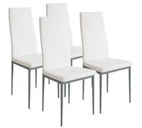 BAKAJI Set 4 Sedie Moderne sala da Pranzo Salotto Cucina Seduta Imbottita Ecopelle 4x Sedie in Promo Struttura Acciaio (Bianco)