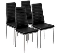 BAKAJI Set 4 Sedie Sala da Pranzo Salotto Cucina Design Moderno Struttura in Metallo e Seduta Imbottita in Ecopelle Dimensioni 98 x 41 x 45 cm (Nero)