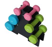 Set 6 Manubri Palestra con Stand Appoggio 2x1kg+2x2kg+2x3kg Pesi Sport Fitness