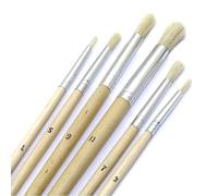 BAKAJI Set 6 Pennelli Artista con Manico in Legno e Punta Piatta, Pennello per Dipingere, Pitturare, Impugnatura Ergonomica e Professionale, Ideali per Artista, Acrilico, Acquerello