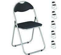 BAKAJI Set 6 Pezzi Sedie Imbottite Pieghevoli Salvaspazio Colore Nero Struttura Silver Sedia Metal