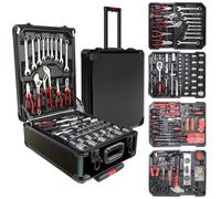 Bakaji Set Attrezzi Utensili da Lavoro Professionali 409 pezzi Custodia Trolley Valigia Portattrezzi Cassetta Portautensili in Alluminio con Ruote e Manico Telescopico