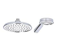 BAKAJI Set Bagno Soffione Doccia Diametro 20 cm + Doccetta 10cm Bagno Vasca Cromato