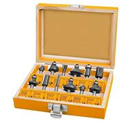 Bakaji Set Completo 12 Frese Fresa Punte Rotanti Fora Legno con Custodia Contenitore Codolo 6mm INGCO PROFESSIONAL per scanalature rifiniture legname