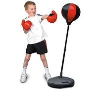 BAKAJI Set da Pugilato Giocattolo Bambini Punching Ball con Asta Regolabile Base Riempibile e Coppia di Guantoni da Boxe Gioco Sport in Plastica e Metallo Altezza Massima 124 cm