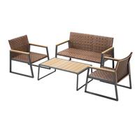 BAKAJI Set Salotto da Giardino in Polyrattan Effetto Simil Pelle con Tavolo, Due Poltrone e Divanetto, Salottino per Esterni, Divano, Sedie e Tavolino Resistente ai Raggi UV Terrazzo (Senza Cuscini)