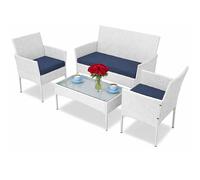 BAKAJI Set Salotto Giardino Completo di Divano 2 Poltrone e Tavolino con Ripiano