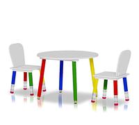 BAKAJI Set Tavolo con 2 Sedie Gioco per Bambini in Legno con Gambe a Forma di Matita Disegno Scuola