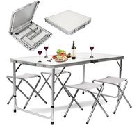 BAKAJI Set Tavolo Tavolino 120 x 70 cm Pieghevole con 4 Sgabelli da Pic Nic per