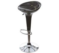 BAKAJI Sgabello Bar Cucina Altezza Regolabile Base in Acciaio Cromato e Seduta in ABS Girevole Casa (Nero)