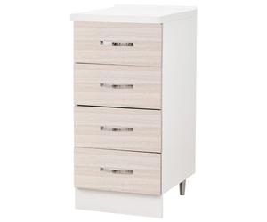 BAKAJI Shally Dogan Cassettiera Mobile Base per Cucina con 4 Cassetti, Mobiletto Componibile con Struttura in Legno Solida e Resistente, Organizer Colore Olmo, Dimensioni 40 x 50 x 85H cm