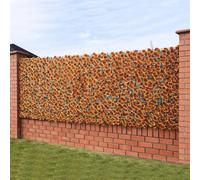 BAKAJI Siepe Artificiale Sintetica da Parete, Rotolo Frangivista Ornamentale da Muro, Ringhiera, Decorazione Anticaduta per Terrazzo, Balcone, Giardino, Esterno (Foglie Autunnali)