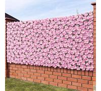 BAKAJI Siepe Artificiale Sintetica da Parete, Rotolo Frangivista Ornamentale da Muro, Ringhiera, Decorazione Anticaduta per Terrazzo, Balcone, Giardino, Esterno (Fiori Rosa)