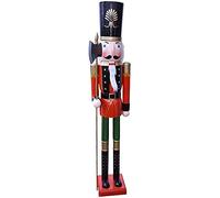 BAKAJI Soldato Schiaccianoci di Natale in Legno Gigante Altezza 106 cm Abiti Dipinti Barba e Capelli in Peluche con Meccanismo Funzionante Decorazioni Natalizie (Design 14)