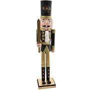BAKAJI Soldato Schiaccianoci di Natale in Legno Gigante Altezza 106 cm Abiti Dipinti Barba e Capelli in Peluche con Meccanismo Funzionante Decorazioni Natalizie (Design 4)