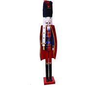 BAKAJI Soldato Schiaccianoci di Natale in Legno Gigante Altezza 106 cm Abiti Dipinti Barba e Capelli in Peluche con Meccanismo Funzionante Decorazioni Natalizie (Design 10)