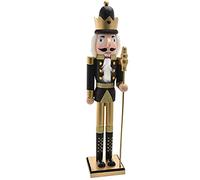 BAKAJI Soldato Schiaccianoci di Natale in Legno Gigante Altezza 106 cm Abiti Dipinti Barba e Capelli in Peluche con Meccanismo Funzionante Decorazioni Natalizie (Design 3)