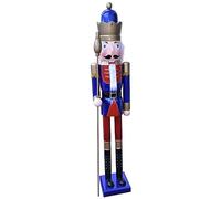BAKAJI Soldato Schiaccianoci di Natale in Legno Gigante Altezza 106 cm Abiti Dipinti Barba e Capelli in Peluche con Meccanismo Funzionante Decorazioni Natalizie (Design 15)
