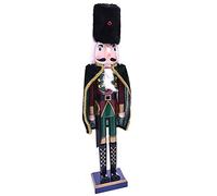 BAKAJI Soldato Schiaccianoci di Natale in Legno Gigante Altezza 106 cm Abiti Dipinti Barba e Capelli in Peluche con Meccanismo Funzionante Decorazioni Natalizie (Design 7)