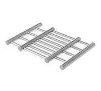 BAKAJI Sottopentola Allungabile in Acciaio Inossidabile, Sotto Pentola Resistente alle Alte Temperature, Ideale per Padella, Teglia e Wok, Finitura Cromata, Dimensioni Aperto 39 x 20 x 1,9 cm