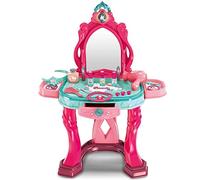 BAKAJI Specchiera Giocattolo per Bambine con Anta Porta Singola Specchio Set Bellezza Make Up Mobile e Accessori Realistici Gioco con Luci e Suoni con Cassetto Contenitore Sicuro Robusto