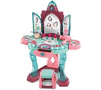 BAKAJI Specchiera Giocattolo per Bambine con Sensore di Apertura Porte Set Bellezza Make Up Mobile con Sgabello e Accessori Realistici Gioco con Luci e Suoni con Cassetto Contenitore Sicuro Robusto