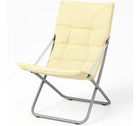 BAKAJI Spiaggina Pieghevole Portatile Sedia Canapone Sdraio Richiudibile Struttura in Tubolare di Alluminio Rivestimento in Tessuto Oxford Imbottito per Spiaggia Mare Campeggio (Beige)