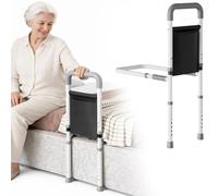 BAKAJI Sponda Letto per Anziani, Disabili, Bambini e Persone con Mobilità Ridotta, con Cinture di Sicurezza, Supporto Facile da Installare, Sbarra Altezza Regolabile e Struttura in Ferro Resistente