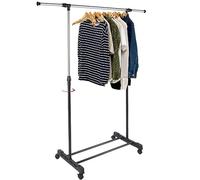 Stand Appendiabiti Singolo in Acciaio con Ruote Aste Telescopiche Regolabile PU