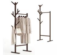 BAKAJI Stand Appendiabiti Struttura in Legno Bambù con Asta Attaccapanni e 8 Ganci Arredamento per Camera da Letto e Ingresso Design Moderno Dimensione 65 x 40 x 170 cm (Brown)