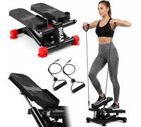 BAKAJI Stepper Fitness per Casa Multifunzione 3in1 con Display LCD e Elastici per Allenamento Braccia Full Body, Attrezzo da Palestra con Accessori Versatile per Cardio Conteggio Calorie, Tempo, Reps