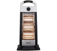 Bakaji Stufa Alogena 3 Elementi Riscaldanti 1200W con Potenza Regolabile 400/800/1200W Oscillazione Orizzontale Altezza 63cm per Interno Colore Nero Silver Design Moderno