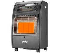 BAKAJI Stufa Catalitica a Gas per Bombola GPL e Elettrica con Funzione Riscaldamento Infrarossi, 3 Elementi Riscaldanti e 3 Potenze Selezionabili, Accensione Piezoelettrica, Controllo Termostatico