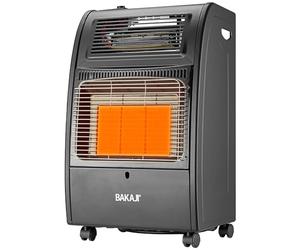 BAKAJI Stufa Catalitica a Gas per Bombola GPL e Elettrica con Funzione Riscaldamento Infrarossi, 3 Elementi Riscaldanti e 3 Potenze Selezionabili, Accensione Piezoelettrica, Controllo Termostatico