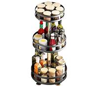 BAKAJI Supporto Dispenser Contenitore Portaspezie Cucina in Metallo con 3 Ripiani a Cesto Girevoli a 360 Gradi Regolabili in Altezza Accessori Salvaspazio Casa Cucina Design Moderno (Rotondo)